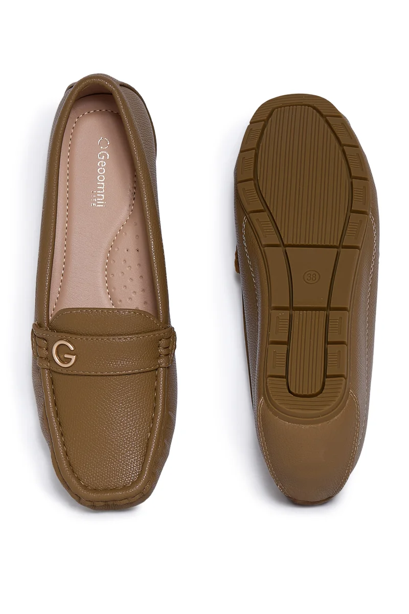 Geoomnii BROWN Geoomnii Closed Flat Shoes for Women – Comfortable Slip-On Ballet Flats for Office, Daily Wear & Casual Use for Women | Best Price UAE